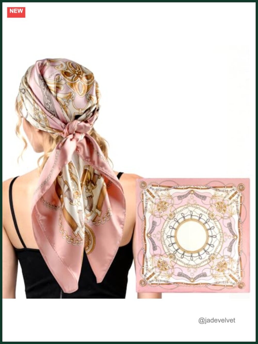 Printed Satin-Silk Scarf for Women Bandanas Hair Scarf 35 Inches Travel Beach